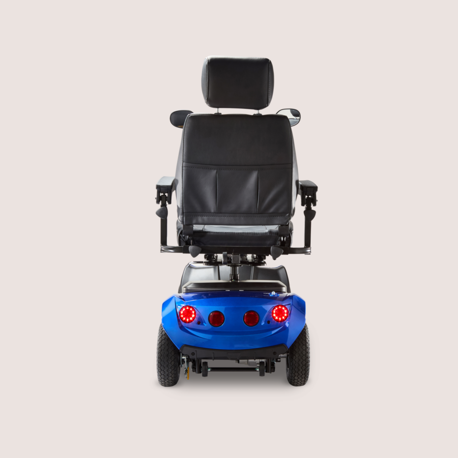 Rear view of a blue Humfree urban scooter