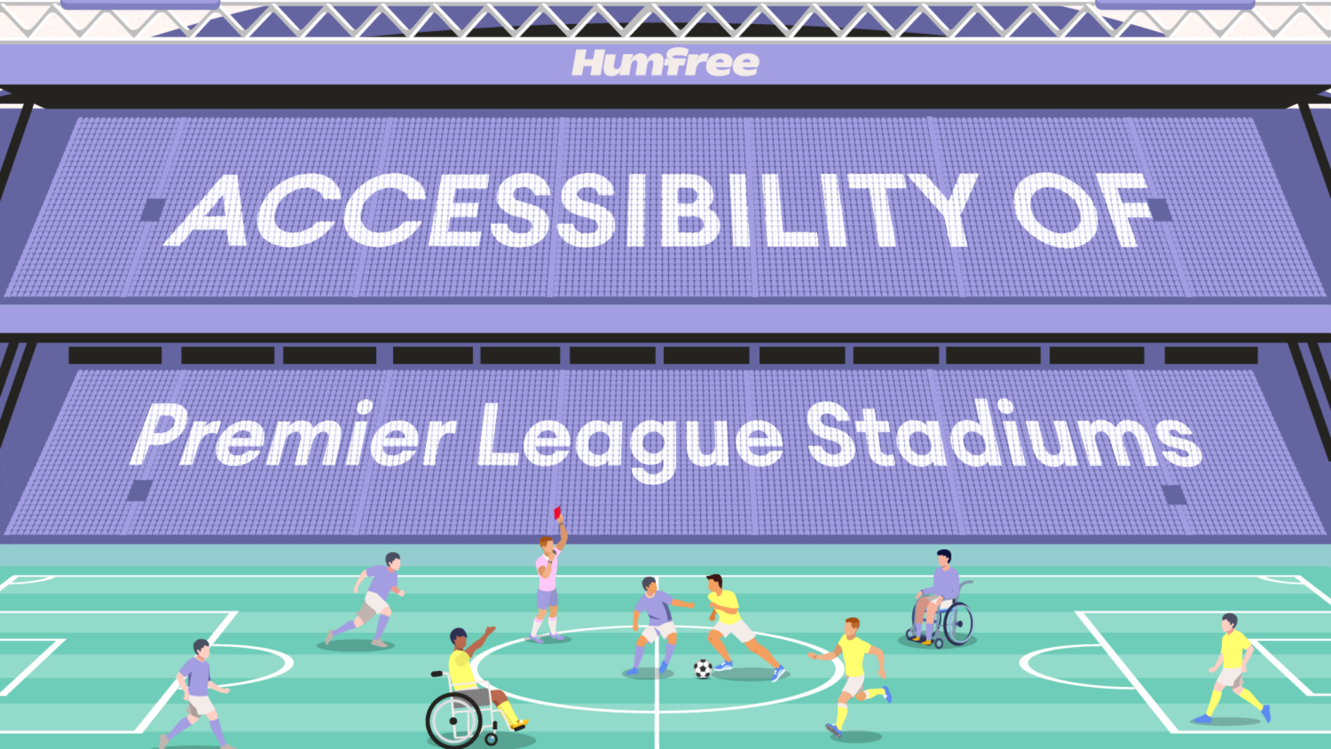 Illustration of a Premier League football stadium with 'Accessibility-of-Premier-League-Stadiums' written on the seats