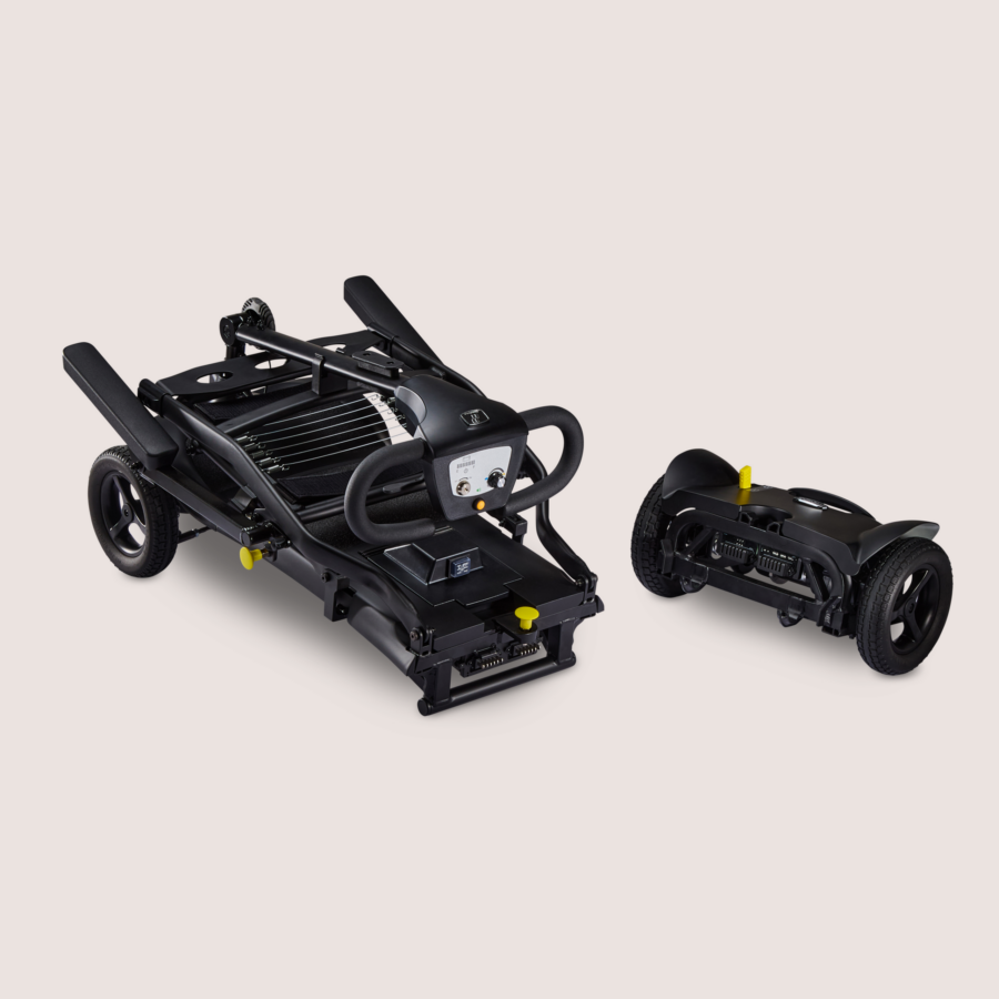 Charcoal Humfree connect scooter split into two parts