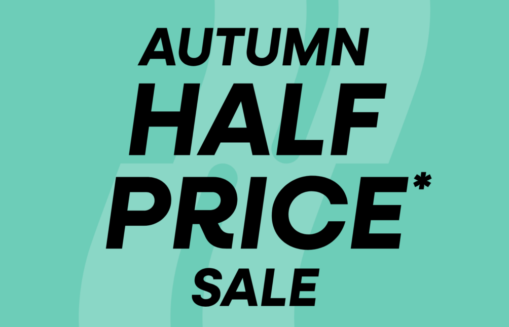 Autumn Half Price* Sale on teal background